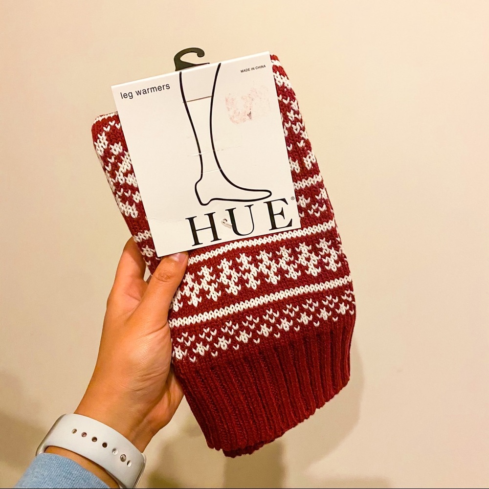 NWT! HUE Fair Isle Legwarmers - Scarlet